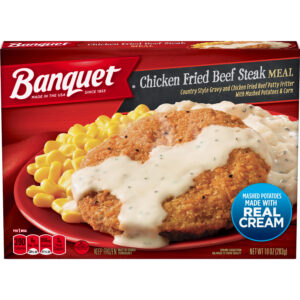 Banquet Classic Chicken Fried Beef Steak Frozen Single Serve Meal, 10 Ounce