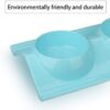 miaosun Double Stainless Steel Dog Cat Bowls with Non-skid&Non-spill Design, for Pet Food and Water Feeder (Blue)