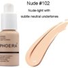 PHOERA 30ml Foundation Liquid Full Coverage 24HR Matte Oil Control Concealer (Nude & Buff Beige) with 6ml Makeup Face Primer & Kabuki Foundation Brush Flat Top