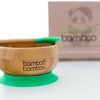 Baby Suction Bowl and Matching Spoon Set, Suction Stay Put Feeding Bowl, Natural Bamboo (Green)