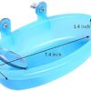 Bird Bath Tub Bowl Basin Hanging Birdbath Toy Pet Parrot Budgie Parakeet Cockatiel Cage Water Shower Food Feeder With Mirror (Blue)