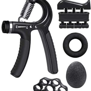 Karrong Hand Grip Strengthener Set, 5 Pack Strength Training Equipment Forearm Finger Exerciser,Adjustable Hand Gripper,Finger Stretcher,Exercise Ring & Grip Ball for Athlete,Musicians and More