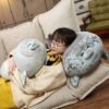 Chubby Blob Seal Animal Pillow Stuffed Cotton Plush Animal Toy Cute Seal Stuffed Toy Cotton Plush Animal Soft Seal Hugging Pillow Back Cushion, Grey,40cm