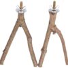 POPETPOP Bird Perches 2 Pack-Perches for Bird Cages Parrot Natural Wood Fork Stand Perch Bird Cage Accessories (15cm)