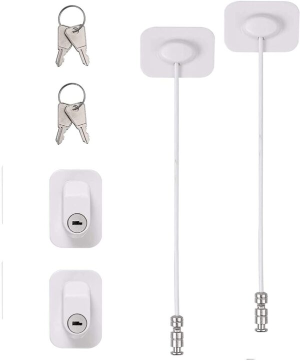 Door Lock,Child Safety Magnetic Cupboard Locks,Window Door Restrictor,Baby Safety Self Adhesive Window Restrictor Security Lock with Keys for Home, Public and Commercial Applications(2pcs)