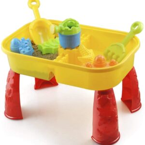 KandyToys Sand and Water Table with Lid and Accessories - Kids Outdoor Play Garden Sandpit