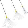 Jardineer 180cm Adjustable Garden Rake Leaf, Collect Loose Debris Among Delicate Plants, Lawns and Yards, Expandable Head from 25cm to 75cm. Ideal Garden Rake Tools.