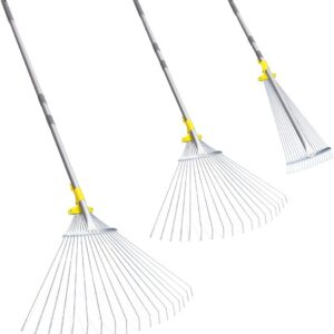 Jardineer 180cm Adjustable Garden Rake Leaf, Collect Loose Debris Among Delicate Plants, Lawns and Yards, Expandable Head from 25cm to 75cm. Ideal Garden Rake Tools.