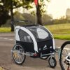 HOMCOM 2 in 1 Child Trailer Bicycle 2-seat Kids Carrier Baby Stroller Jogger Kit in Steel Frame with Hand Brake Multifunctional Black and White