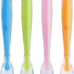 Baby Spoons Silicone Spoon for Baby weaning - BPA Free Baby Feeding and weaning Spoons for with Baby Spoon Set, Baby Food Pouches, Cutlery for Babies, Toddler and Kids. BPA Free 4 Pack