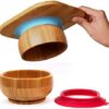 Baby Suction Bowl and Matching Spoon Set, Suction Stay Put Feeding Bowl, Natural Bamboo (Green)