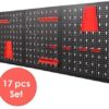 FIXKIT Metal Peg Boards with 17 Hook Set, 120 x 60 x 2cm Pegboard, Mounting Tool Organiser for Shed Garage Workshop