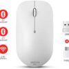 Wireless Bluetooth Optical Mouse, USB-C Dongle Computer Mouse, PC Cordless Mouse with 4 Connectivity Modes [BT 5.0+BT 3.0+USB-C+USB Nano] for Laptop, White