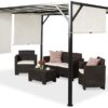 Garden Point Outdoor Pergola Gazebo Santorini | 300 x 400 cm | Perfect to Cover Garden Furniture & Jacuzzi | Easy Assembly | Cream