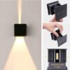 2 Pcs 12W LED Modern Wall Lights Waterproof Aluminum Wall Lamp Up Down Wall Sconce Night Light for Living Room Bedroom Hallway Illumination Decorative (Black 01)