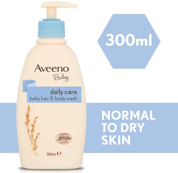 AVEENO Baby Daily Care Hair & Body Wash - Gently Cleanses Babies' Skin - Baby Wash & Baby Shampoo - Baby Essentials - 3 Pack (3 X 300ml)