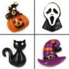 JPYH Halloween Resin Embellishments Pumpkin Skeleton Owl Bat Cat Resin, Random 20pcs Mix Halloween Resin Flatback Halloween Craft for DIY Craft Making Scrapbooking Jewelry Beads Embellishments