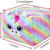 Basumee Unicorn Stuffed Animal Storage Bean Bag Chair Cover 61x61cm Large Super Soft Warm Fleece Unicorn Beanbag Cover