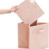 EZOWare Set of 6 Foldable Cube Storage Box, Organiser Basket Containers with Handles, for Home Office Nursery Organisation, 26.7 x 26.7 x 27.8 cm - Pale Dogwood