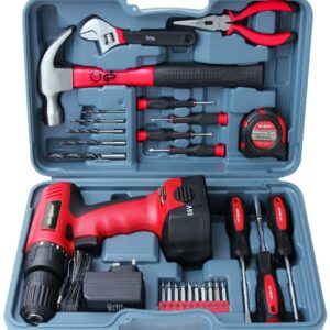 Complete Power and Hand Tool Kit with Drill Driver, Hi-Spec DT30320, 9.6V 1200mAh Cordless Drill Electric Screwdriver and Tool Set for Household DIY, 26 Pieces