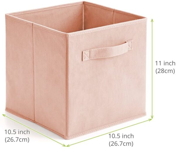 EZOWare Set of 6 Foldable Cube Storage Box, Organiser Basket Containers with Handles, for Home Office Nursery Organisation, 26.7 x 26.7 x 27.8 cm - Pale Dogwood