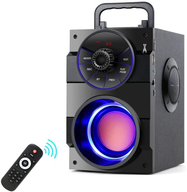 TAMPROAD Portable Bluetooth Speakers with Subwoofer Rich Bass Wireless Outdoor/Indoor Party Speakers Powerful Speaker Support Remote Control FM Radio for Phone Computer PC Home TV