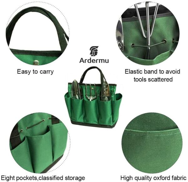 Gardening Tool Storage Bag - Garden Plant Tool Set Organizer with 8 Pockets Oxford for Indoor Outdoor（Green）