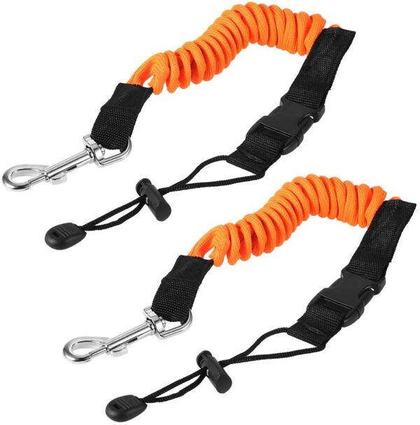 POFET 2pcs 140cm/55inch Kayak Paddle Leash Fishing Rod Coiled Cord Holder Kayaking Canoeing Boating Surfing Accessories