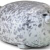 Chubby Blob Seal Animal Pillow Stuffed Cotton Plush Animal Toy Cute Seal Stuffed Toy Cotton Plush Animal Soft Seal Hugging Pillow Back Cushion, Grey,40cm