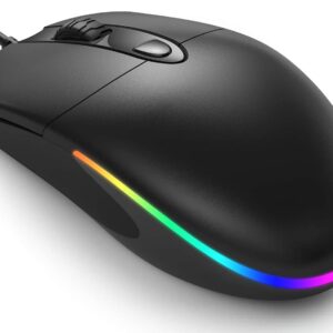 Wired Mouse, Jelly Comb Optical Gaming Mice with Silent Clicking and RGB Backlight for PC Computer Laptop, 1600 DPI, Black