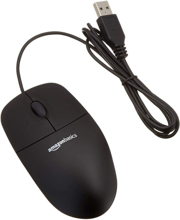 AmazonBasics 3-Button USB Optical Mouse Black