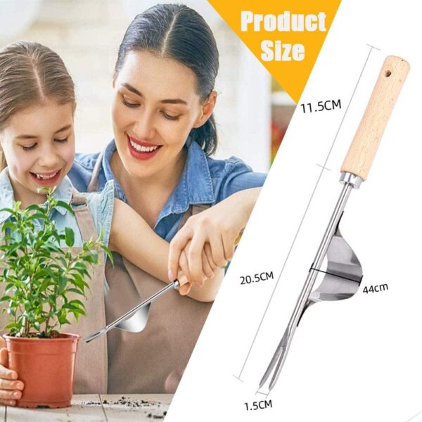 Sunwuun Manual Weeder Tool, 2 Pack Stainless Manual Weed Puller Remover with Wooden Handle, Hand Weeding Tools Hand Weeder Tool for Garden Lawn