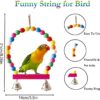 ESRISE 8 Pcs Bird Parrot Toys, Hanging Bell Pet Bird Cage Hammock Swing Toy Wooden Perch Mirror Chewing Toy for Small Parrots, Conures, Love Birds, Small Parakeets Cockatiels, Macaws (Muliti-A)