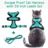 rabbitgoo Cat Harness and Leash Set for Walking Escape Proof with Leash - Adjustable Soft Vest Harnesses for Small Medium Cats, Cat Leash Harness with Reflective Strips, Green, XS