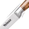 Velaze Block Sets, 8-Piece Stainless Steel Kitchen Knife Sets with Sharpener and Spinning Block - Brown Color