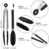 iNeibo Kitchen Premium Silicone Tongs - Pack of 2, 9"and 12" - Non-slip & Easy Grip Stainless Steel Handle - Smart Locking Clip - Heat Resistant, Food Grade - Handy Utensil For Cooking, Serving, Barbecue, Buffet, Salad, Ice, Oven (Black)