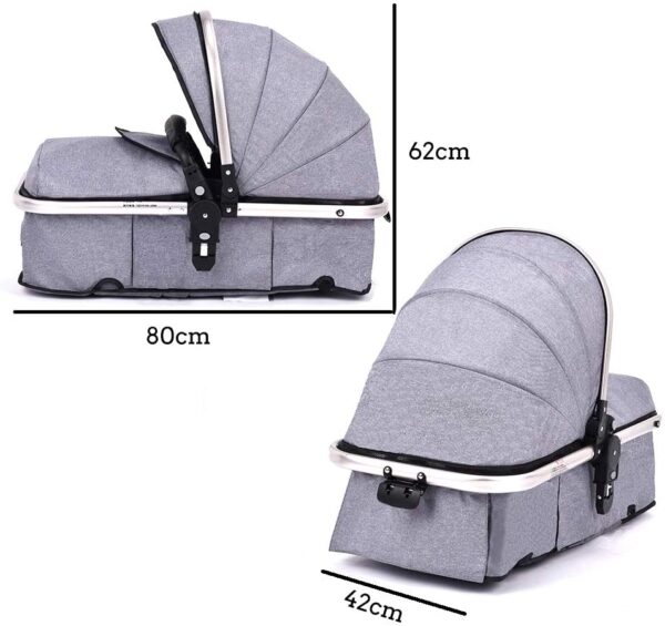 RUXGU High landscape Pushchairs 2-in-1 Baby stroller Travel Systems Folding Lightweight Newborn Safety System With Rain Cover and Mom Bag(Gray)
