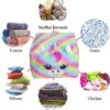 Basumee Unicorn Stuffed Animal Storage Bean Bag Chair Cover 61x61cm Large Super Soft Warm Fleece Unicorn Beanbag Cover