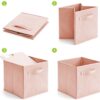 EZOWare Set of 6 Foldable Cube Storage Box, Organiser Basket Containers with Handles, for Home Office Nursery Organisation, 26.7 x 26.7 x 27.8 cm - Pale Dogwood