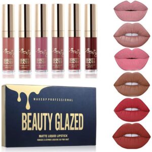 Beauty Sexy 6PCS/ Matte Lip Gloss Sexy Liquid Lipstick Waterproof Long Lasting Moisturizer Professional Lips Balm Makeup