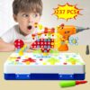 Drill Design Puzzle Construction Toys - Electric Drill Screwdriver Play Tool Building 2D 3D Models Blocks Assembly DIY STEM Educational Creative Set 237 Pieces Kit With Storage Box For Children Kids