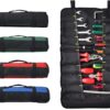QEES Tool Roll Bag with 38 Pockets, Foldable Tool Bag, Screwdriver Roll for Outdoor Use GJB01 (2#Black)