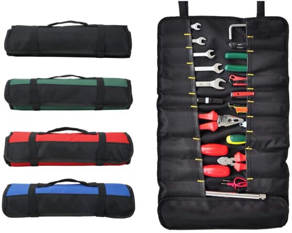 QEES Tool Roll Bag with 38 Pockets, Foldable Tool Bag, Screwdriver Roll for Outdoor Use GJB01 (2#Black)