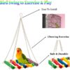 ESRISE 8 Pcs Bird Parrot Toys, Hanging Bell Pet Bird Cage Hammock Swing Toy Wooden Perch Mirror Chewing Toy for Small Parrots, Conures, Love Birds, Small Parakeets Cockatiels, Macaws (Muliti-A)