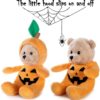 My OLi 9” Stuffed Animal Plush Halloween Toy Teddy Bear Plush Pumpkin Stuffed Wizard Toy with Fliptable Hats Halloween Ornaments/Gifts for Kids Baby Toddler