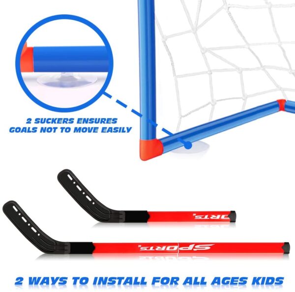 Baztoy Hover Hockey Set, Hockey Game Kids Toys with 2 Goals & 2 Hockey Sticks, Air Power Ice Hockey Ball for 3 4 5 6 7 8 9 Years Old Kids Boys Girls, Sports Training Toys Indoor Outdoor Garden Gifts