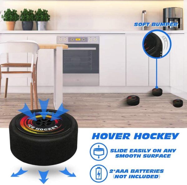 Baztoy Hover Hockey Set, Hockey Game Kids Toys with 2 Goals & 2 Hockey Sticks, Air Power Ice Hockey Ball for 3 4 5 6 7 8 9 Years Old Kids Boys Girls, Sports Training Toys Indoor Outdoor Garden Gifts