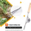 Sunwuun Manual Weeder Tool, 2 Pack Stainless Manual Weed Puller Remover with Wooden Handle, Hand Weeding Tools Hand Weeder Tool for Garden Lawn