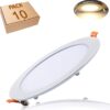 12W Led Recessed Ceiling Light Round Ultra Slim LED Panel Light Flat Ceiling Light with Driver Warm White 3000K LED Downlights for Home Office Commercial Lighting (Pack of 10)