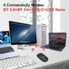 Wireless Bluetooth Optical Mouse, USB-C Dongle Computer Mouse, PC Cordless Mouse with 4 Connectivity Modes [BT 5.0+BT 3.0+USB-C+USB Nano] for Laptop, White